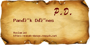 Panák Dénes névjegykártya