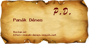 Panák Dénes névjegykártya
